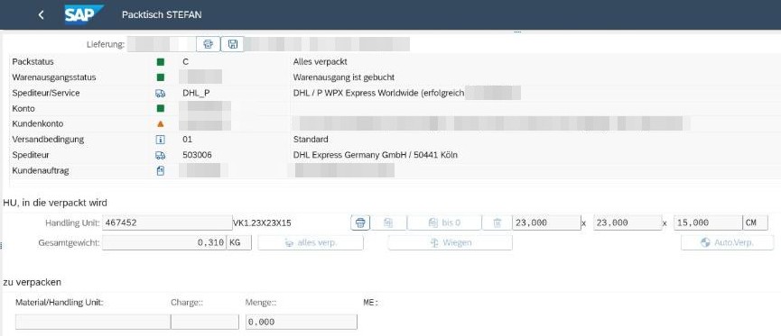 Packtisch /JQL/HUPAST